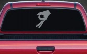 Funny Circle Game Hand Car or Truck Window Decal Sticker (Telegrey)