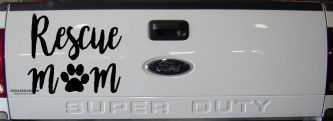 Animal Shelter Rescue Mom With Cat or Dog Paw Car or Truck Window Decal Sticker (Black)
