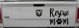 Animal Shelter Rescue Mom With Cat or Dog Paw Car or Truck Window Vinyl Decal Sticker (Black)