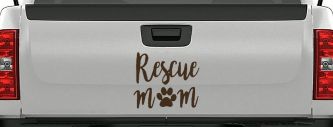Animal Shelter Rescue Mom With Cat or Dog Paw Car or Truck Window Decal Sticker (Brown)