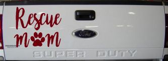 Animal Shelter Rescue Mom With Cat or Dog Paw Car or Truck Window Decal Sticker (Burgundy)