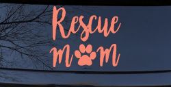 Animal Shelter Rescue Mom With Cat or Dog Paw Car or Truck Window Decal Sticker (Coral)