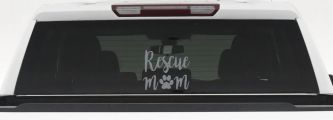Animal Shelter Rescue Mom With Cat or Dog Paw Car or Truck Window Vinyl Decal Sticker (Telegrey)