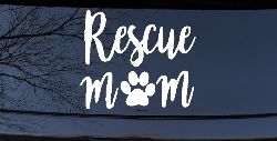 Animal Shelter Rescue Mom With Cat or Dog Paw Car or Truck Window Decal Sticker