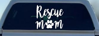 Animal Shelter Rescue Mom With Cat or Dog Paw Car or Truck Window Decal Sticker
