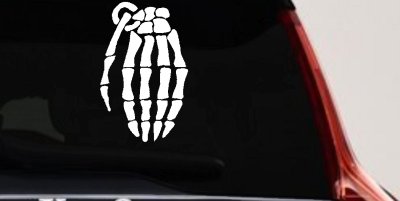 Skeleton Hand Grenade Skulls Car or Truck Window Vinyl Decal Sticker