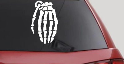 Skeleton Hand Grenade Skulls Car or Truck Window Vinyl Decal Sticker