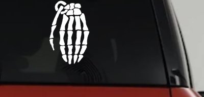 Skeleton Hand Grenade Skulls Car or Truck Window Vinyl Decal Sticker