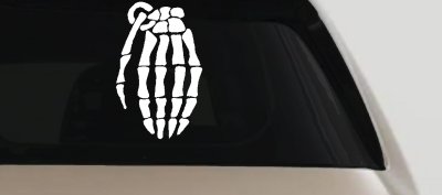 Skeleton Hand Grenade Skulls Car or Truck Window Vinyl Decal Sticker