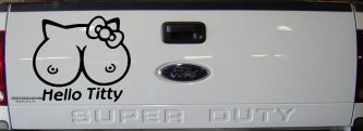 Funny Hello Kitty Titty Car or Truck Window Decal Sticker (Black)