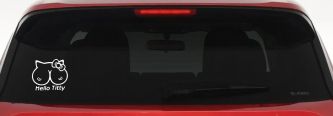 Funny Hello Kitty Titty Car or Truck Window Decal Sticker (White)