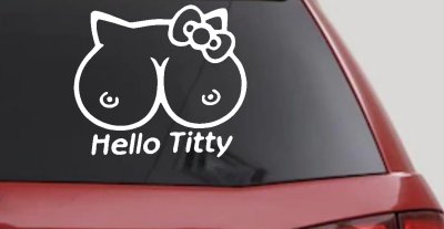 Funny Hello Kitty Titty Car or Truck Window Vinyl Decal Sticker