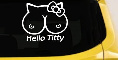Funny Hello Kitty Titty Car or Truck Window Vinyl Decal Sticker