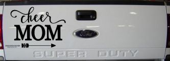 Cheer Mom Arrow Car or Truck Window Vinyl Decal Sticker (Black)