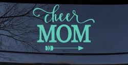 Cheer Mom Arrow Car or Truck Window Decal Sticker (Mint)