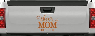 Cheer Mom Arrow Car or Truck Window Decal Sticker (Nut Brown)