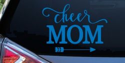 Cheer Mom Arrow Car or Truck Window Decal Sticker (Sky Blue)