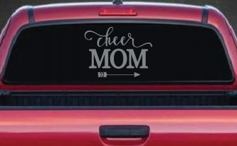 Cheer Mom Arrow Car or Truck Window Vinyl Decal Sticker (Telegrey)