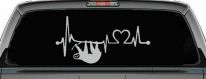 Sloth Heartbeat Lifeline Heart Love Car or Truck Window Decal Sticker (Light Gray)