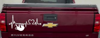 Sloth Heartbeat Lifeline Heart Love Car or Truck Window Decal Sticker (White)