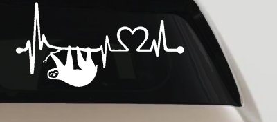 Sloth Heartbeat Lifeline Heart Love Car or Truck Window Vinyl Decal Sticker