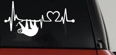 Sloth Heartbeat Lifeline Heart Love Car or Truck Window Vinyl Decal Sticker
