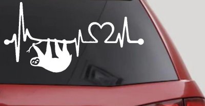Sloth Heartbeat Lifeline Heart Love Car or Truck Window Vinyl Decal Sticker