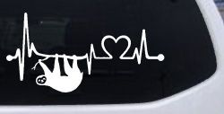 Sloth Heartbeat Lifeline Heart Love Car or Truck Window Decal Sticker