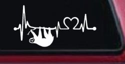 Sloth Heartbeat Lifeline Heart Love Car or Truck Window Decal Sticker