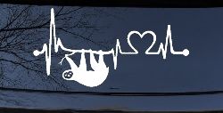 Sloth Heartbeat Lifeline Heart Love Car or Truck Window Decal Sticker
