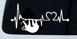Sloth Heartbeat Lifeline Heart Love Car or Truck Window Decal Sticker