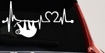 Sloth Heartbeat Lifeline Heart Love Car or Truck Window Vinyl Decal Sticker