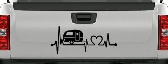 Camper Camping Travel Trailer Love Heartbeat Lifeline Car or Truck Window Vinyl Decal Sticker (Black)
