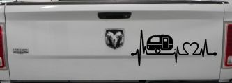 Camper Camping Travel Trailer Love Heartbeat Lifeline Car or Truck Window Vinyl Decal Sticker (Black)