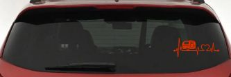 Camper Camping Travel Trailer Love Heartbeat Lifeline Car or Truck Window Vinyl Decal Sticker (Orange Red)