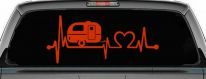 Camper Camping Travel Trailer Love Heartbeat Lifeline Car or Truck Window Vinyl Decal Sticker (Orange Red)