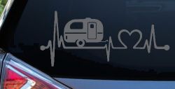 Camper Camping Travel Trailer Love Heartbeat Lifeline Car or Truck Window Vinyl Decal Sticker (Silver)