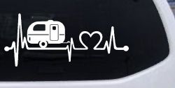 Camper Camping Travel Trailer Love Heartbeat Lifeline Car or Truck Window Decal Sticker