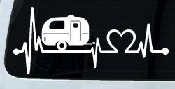 Camper Camping Travel Trailer Love Heartbeat Lifeline Car or Truck Window Decal Sticker