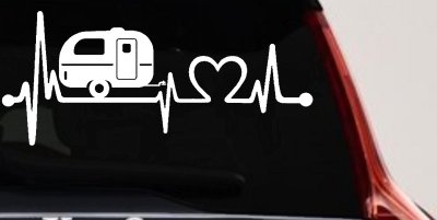 Camper Camping Travel Trailer Love Heartbeat Lifeline Car or Truck Window Vinyl Decal Sticker