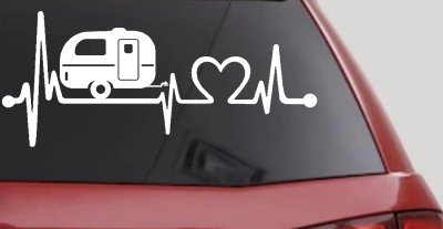 Camper Camping Travel Trailer Love Heartbeat Lifeline Car or Truck Window Vinyl Decal Sticker