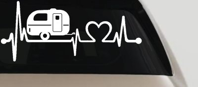 Camper Camping Travel Trailer Love Heartbeat Lifeline Car or Truck Window Vinyl Decal Sticker