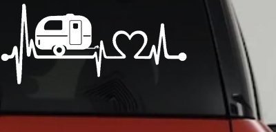 Camper Camping Travel Trailer Love Heartbeat Lifeline Car or Truck Window Vinyl Decal Sticker