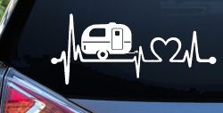 Camper Camping Travel Trailer Love Heartbeat Lifeline Car or Truck Window Decal Sticker
