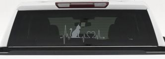 Cat Heartbeat Lifeline Heart Love Car or Truck Window Decal Sticker (Telegrey)