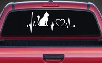 Cat Heartbeat Lifeline Heart Love Car or Truck Window Decal Sticker