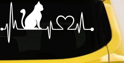 Cat Heartbeat Lifeline Heart Love Car or Truck Window Vinyl Decal Sticker