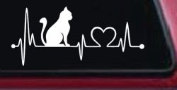 Cat Heartbeat Lifeline Heart Love Car or Truck Window Decal Sticker