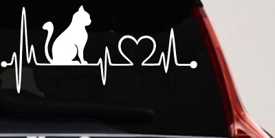 Cat Heartbeat Lifeline Heart Love Car or Truck Window Vinyl Decal Sticker