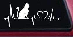 Cat Heartbeat Lifeline Heart Love Car or Truck Window Decal Sticker